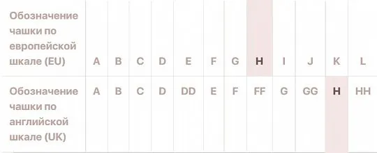 Как определить размер чашки у бюстгальтера